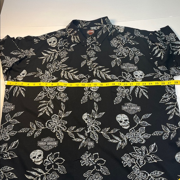 Harley-Davidson Black and White Skull Floral Men's Shirt Sz 2XL - Picture 4 of 10